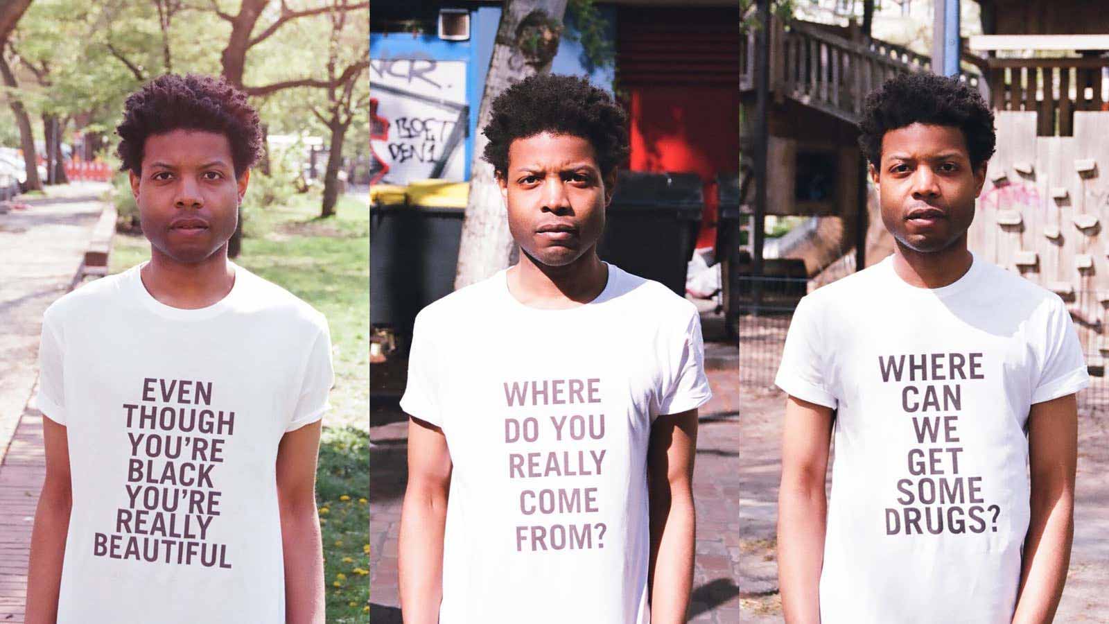 A black American artist is printing t-shirts with the racist comments he has heard in Berlin